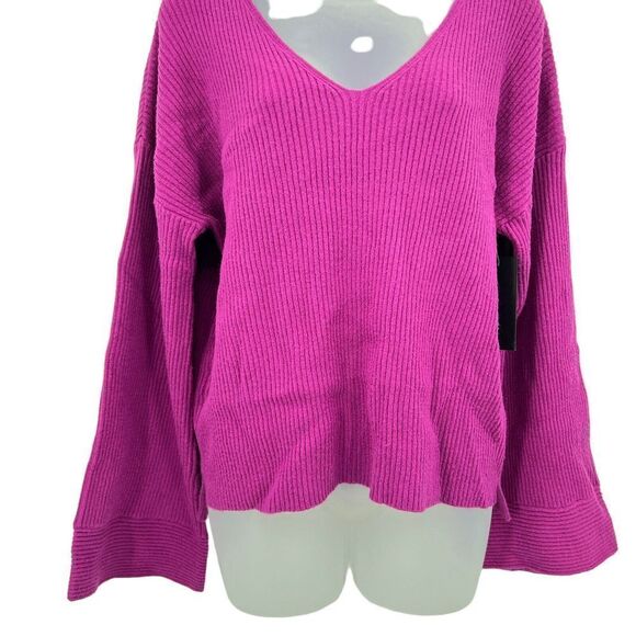 Free Press Sweater Women Small Purple Pullover Long Sleeve VNeck Knit Soft AS IS - Picture 4 of 13